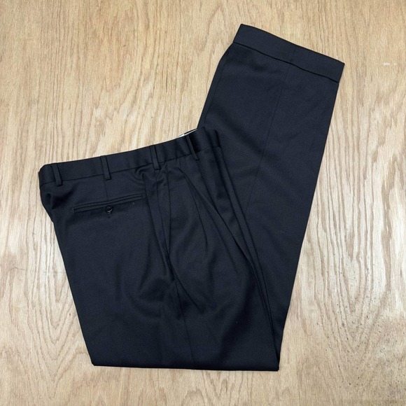 Zanella Pants Mens Zanella Pleated Black Wool Trouser Dress